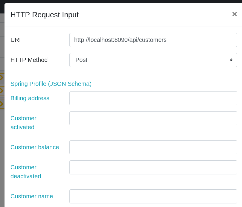 HAL explorer UI for POST request